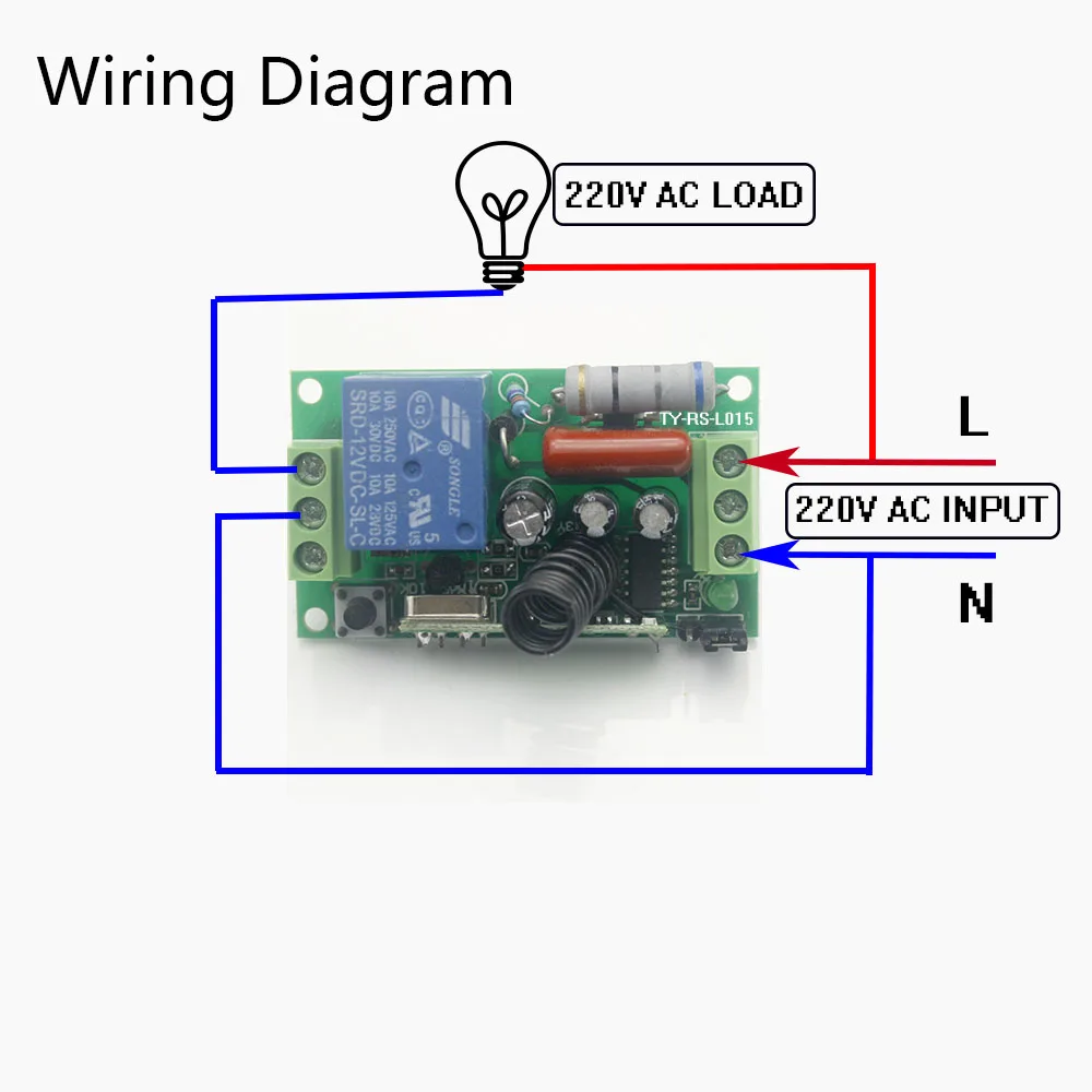 220V 10A 1CH RF Беспроводной дистанционный переключатель светильник светодиодный SMD