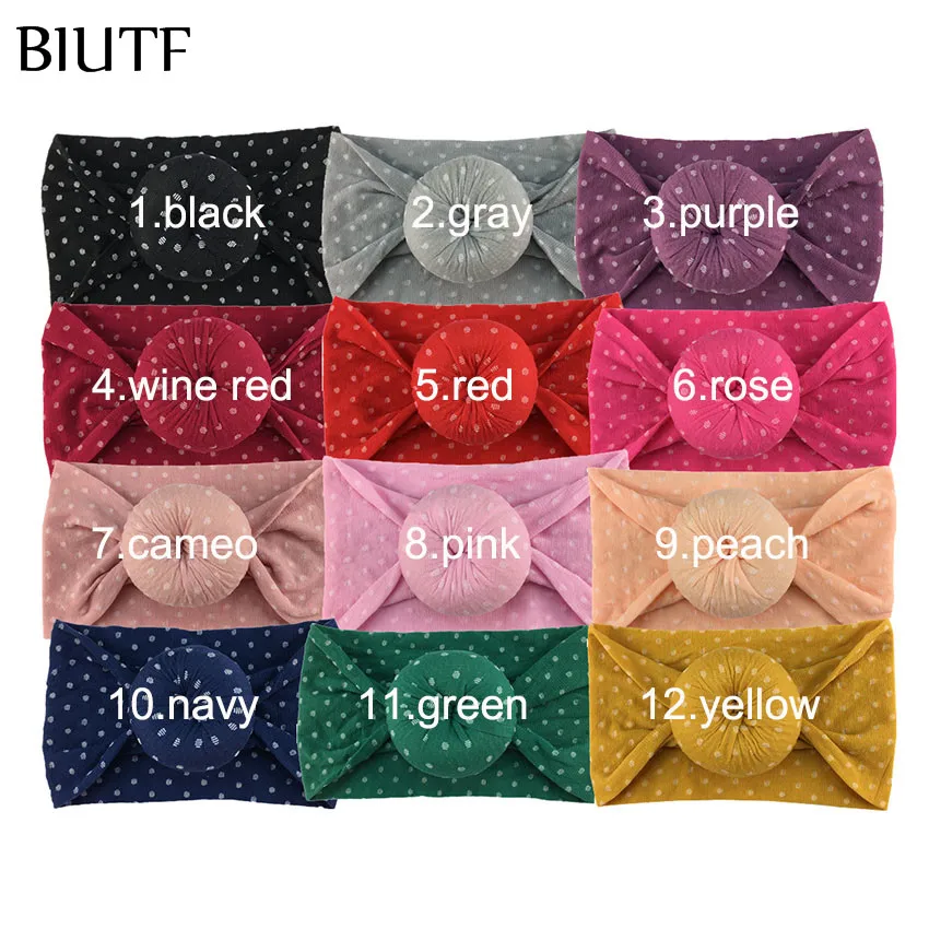 1 шт./лот новинка Широкая мягкая эластичная нейлоновая повязка в горошек на