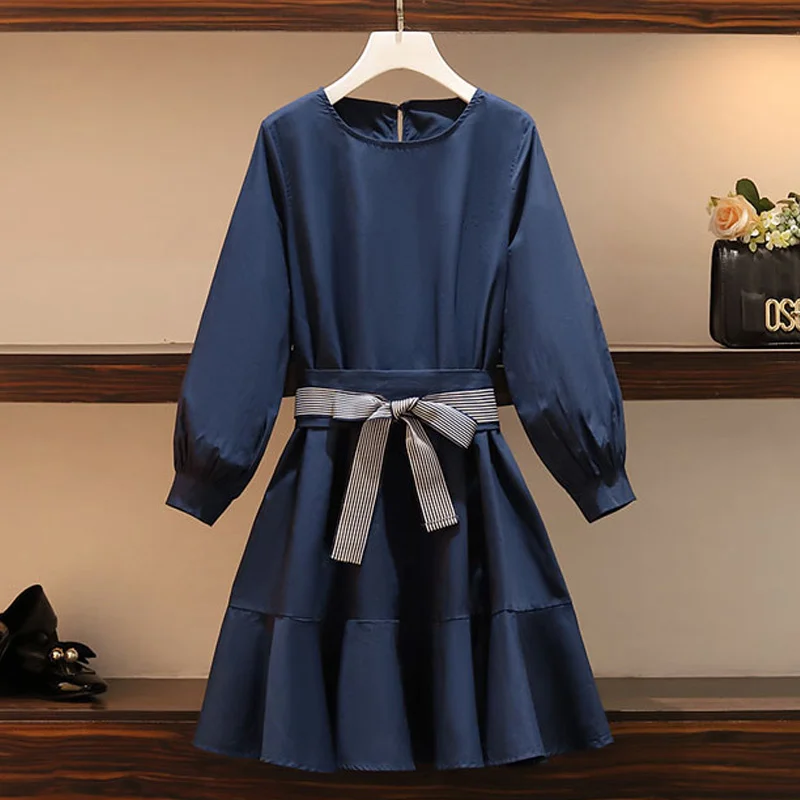 

High Fashion Office Lady Solid Short Dress Elegant o Neck Hip Hem Ruffle Mini Dress Women Autumn Long Sleeve Simple Party Dress