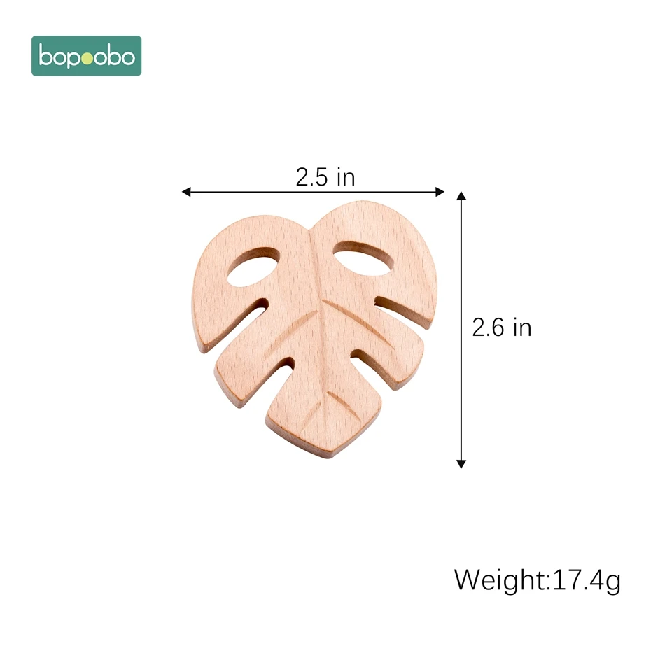 Maple Leaf Bopoobo 5 шт. деревянный Прорезыватель для еды, из бука, деревянные животные, детские игрушки для новорожденных, подвеска, соска, комплект для медицинских процедур, Детские трофеи - Цвет: Maple Leaf