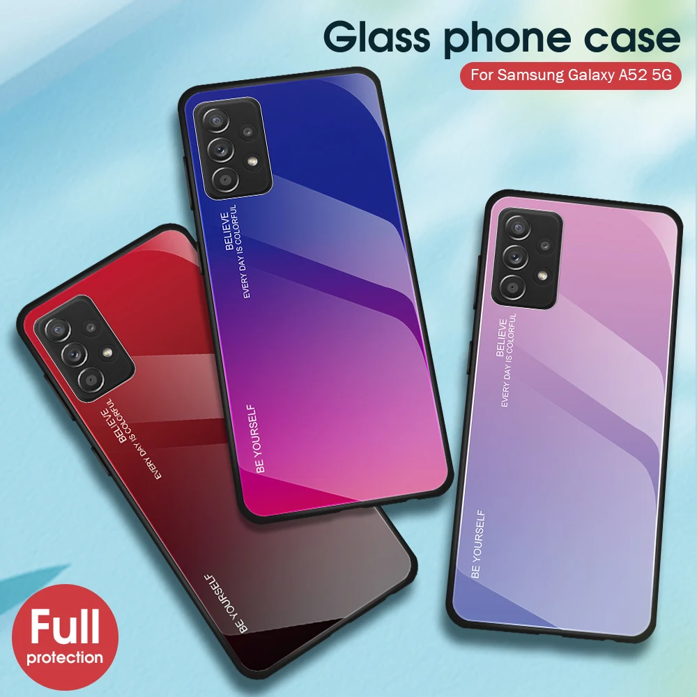 For Samsung Galaxy A52 Case Glass Phone Case For Samsung A52S 5G A51 A71 A72 A73 A53 A32 A13 A12 A30S A22 A21 S A20S A10S Covers
