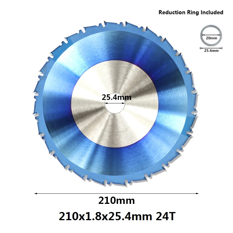 1pc 210x25.4x24T 1 шт. 210 250 255 300 мм дисковая пила Nano с синим покрытием TCT пильный диск 24T 28T 40T 80T твердосплавный режущий диск для дерева - Цвет: 1pc 210x25.4x24T