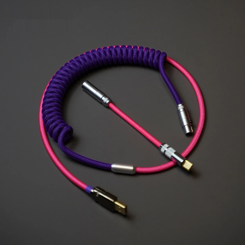 

Greatcable ручная работа индивидуальная клавиатура линия Hana розовый фиолетовый индивидуальный тип-c Спиральный Usb кабель для передачи данных