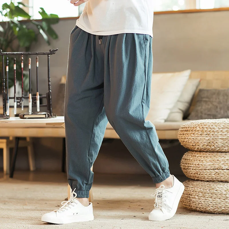 

MrGB Chinese Style Loose Casual Men Pants Solid Color Jogger Pants For Male Vintage Big Size Trousers Fashion Classic Clothes