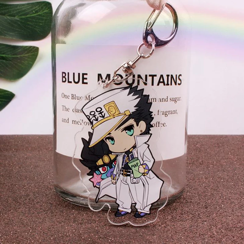 

1Pcs Cartoon Anime Jojo Bizarre Adventure Kujo Jotaro Kira Yoshikage Acrylic Keychains Pendant Keyring Cosplay Figure Toys