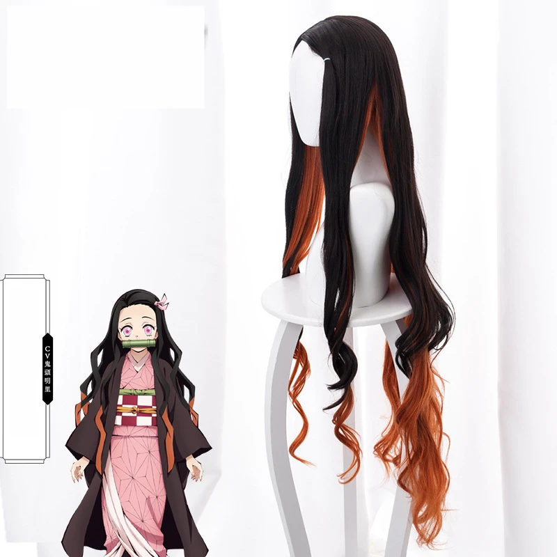 Demon Slayer: Kimetsu no Yaiba Kamado Tanjirou косплей парик Kamado Nezuko для женщин и мужчин пушистые завитые волосы парики вечерние реквизит для Хэллоуина