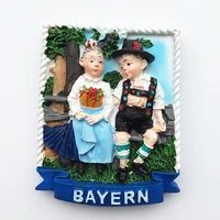 qiqipp germany bavaria creative tourist souvenirs folklore couple magnetic sticker fridge magnet