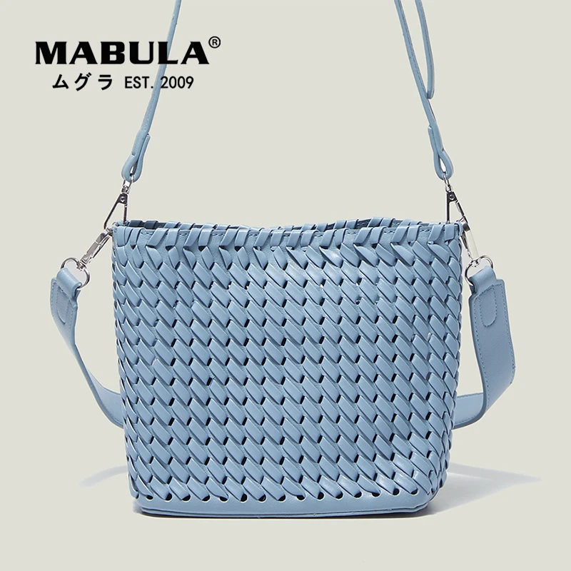 

Женская сумка через плечо MABULA, Синяя кожаная сумка через плечо с квадратным ковшом, большие сумки через плечо с клатчем, кошельки