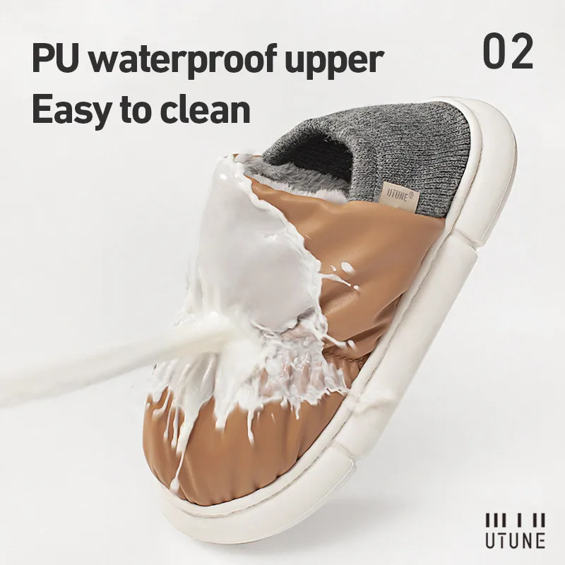 UTUNE Toast Parent-children Slippers Warm Anti-slip Outside Shoes Plush Waterproof Heel Indoor Slippers Soft For Easy Walk