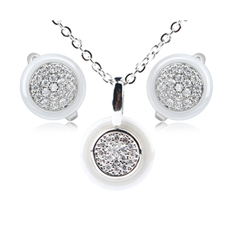 Женский ювелирный комплект из колье и серёг с керамическим покрытием | Украшения