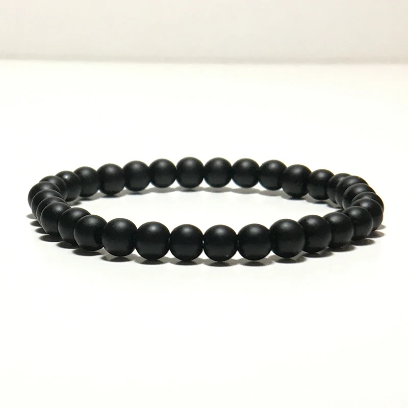 Noter Natural Matte Bracelet Stone Men 4mm 6mm 8mm 10mm 12mm Round Onyx Beaded Braslet Male Accessories Pulseira Husband Gift