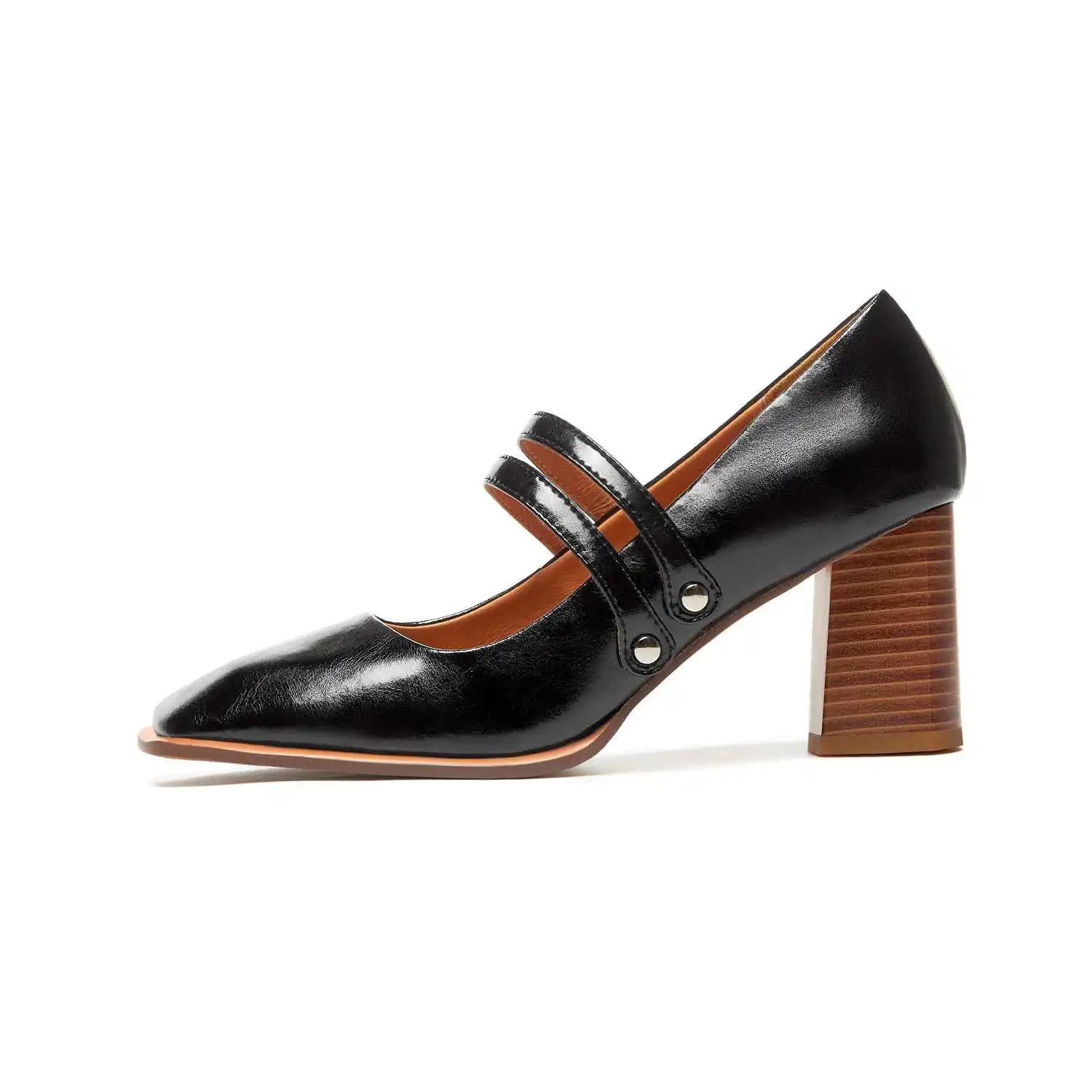 

Krazing pot 2021 handmade split leather square toe high heels British style brand shoes young lady streetwear women pumps L96