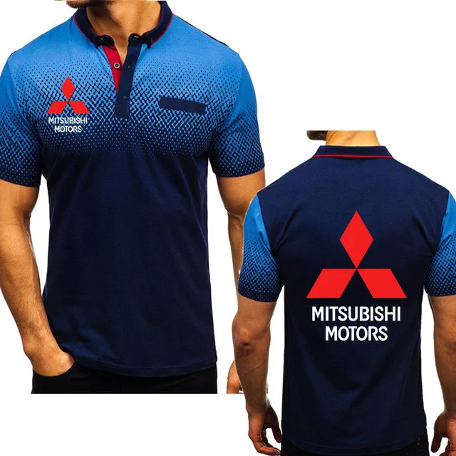 Рубашка-поло мужская с коротким рукавом хлопок градиент логотип автомобиля