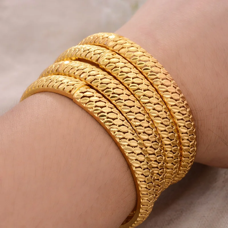 4 шт./лот Дубай золотой цвет для мужчин и женщин браслет медь широкие браслеты