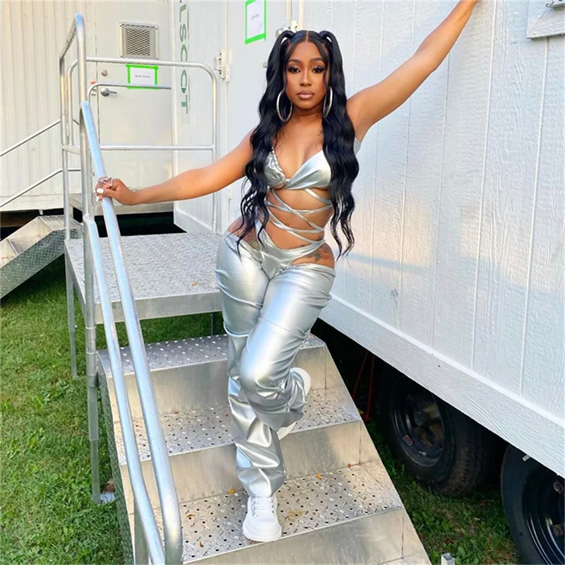 Женские брюки из искусственной кожи