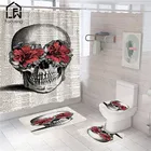 Занавеска для душа с принтом в виде красных цветов и роз