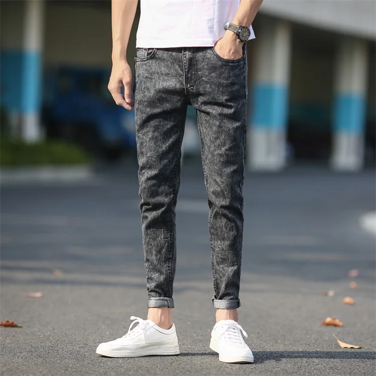 2019 CHOLYL Men's Skinny Jeans Gray Denim New Fashion Men Pencil Pants Slim Long | Мужская одежда