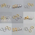 925 Стерлинговое Серебро циркон серьги в европейском стиле, в стиле панк, в стиле хип-хоп геометрические маленькие серьги-кольца для женщин золотосеребро вечерние ювелирные украшения