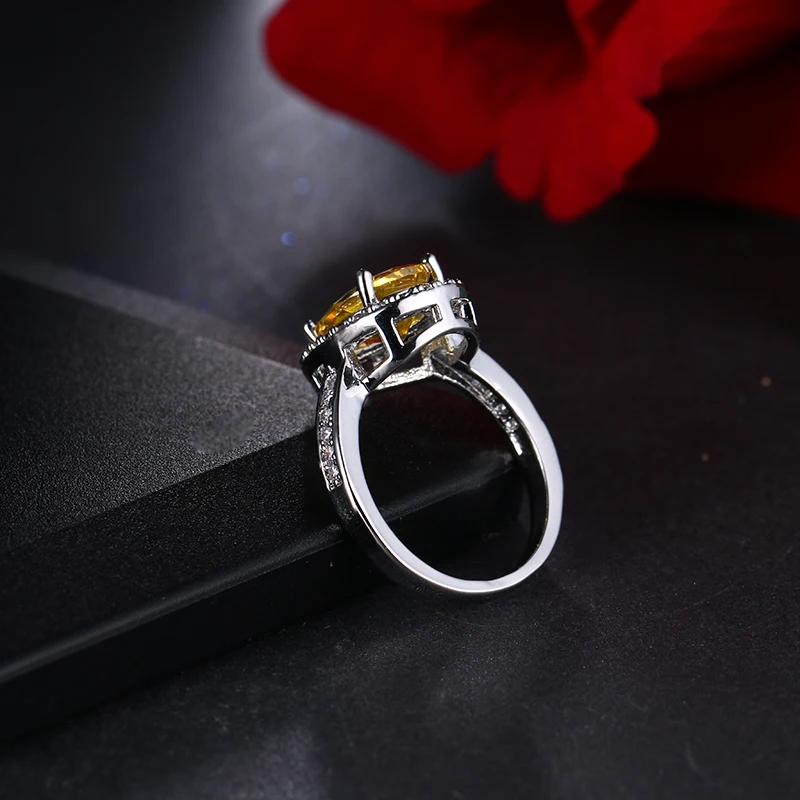 Роскошное обручальное кольцо JY с фианитом 3 карата крупной каплей класса ААА