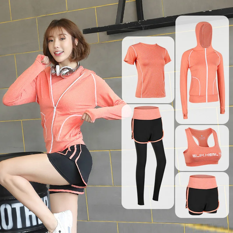 5 комплектов костюмы для йоги женская спортивная одежда леггинсы фитнеса +