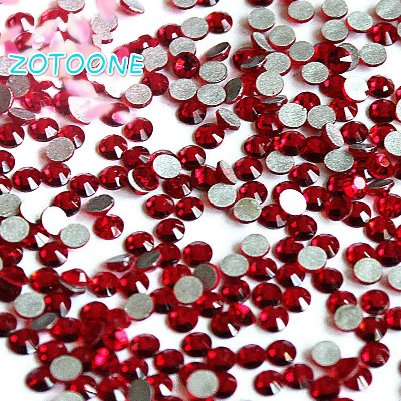

ZOTOONE 144pcs Deep Red FlatBack Nail Art Non HotFix Glass Rhinestones Stone for Clothes Decorations Strass Crystal Applique G