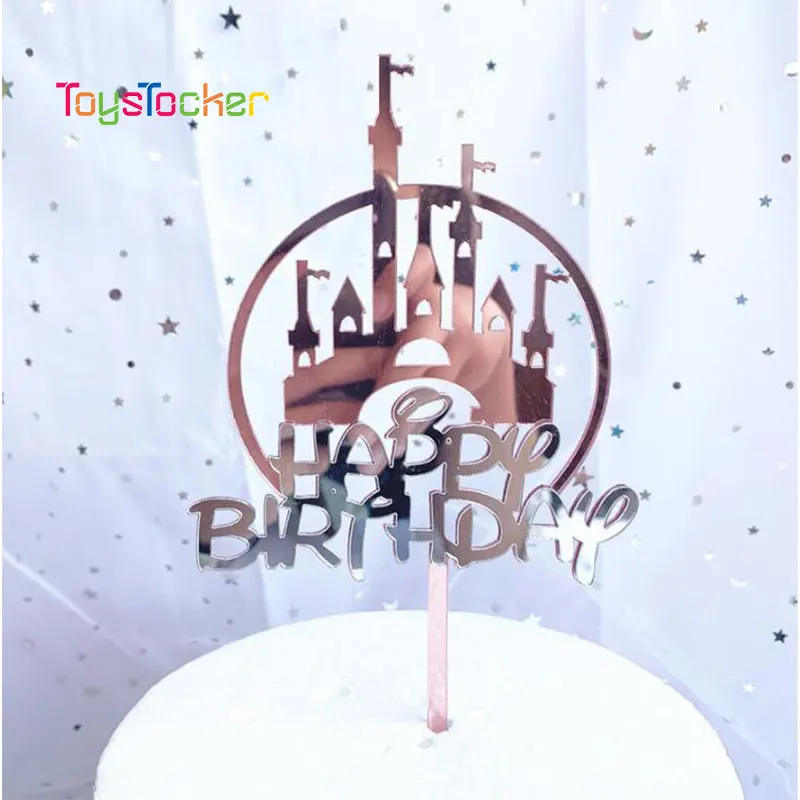 

Cupcake Cake Topper Card Fashion Gold Sliver Birthday Decor Love Baking Cake Home Happy 1pcs New Novelty Acrylic Party Supplies