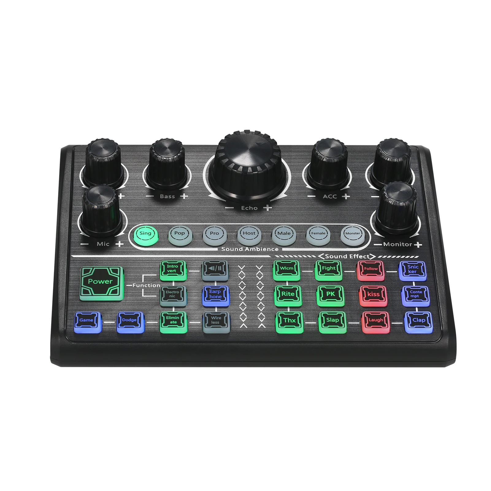 

Live Sound Card External Voice Changer Audio Mixer BT Sound Mixer Board with Multiple Sound Effects Supports Smartphone Computer