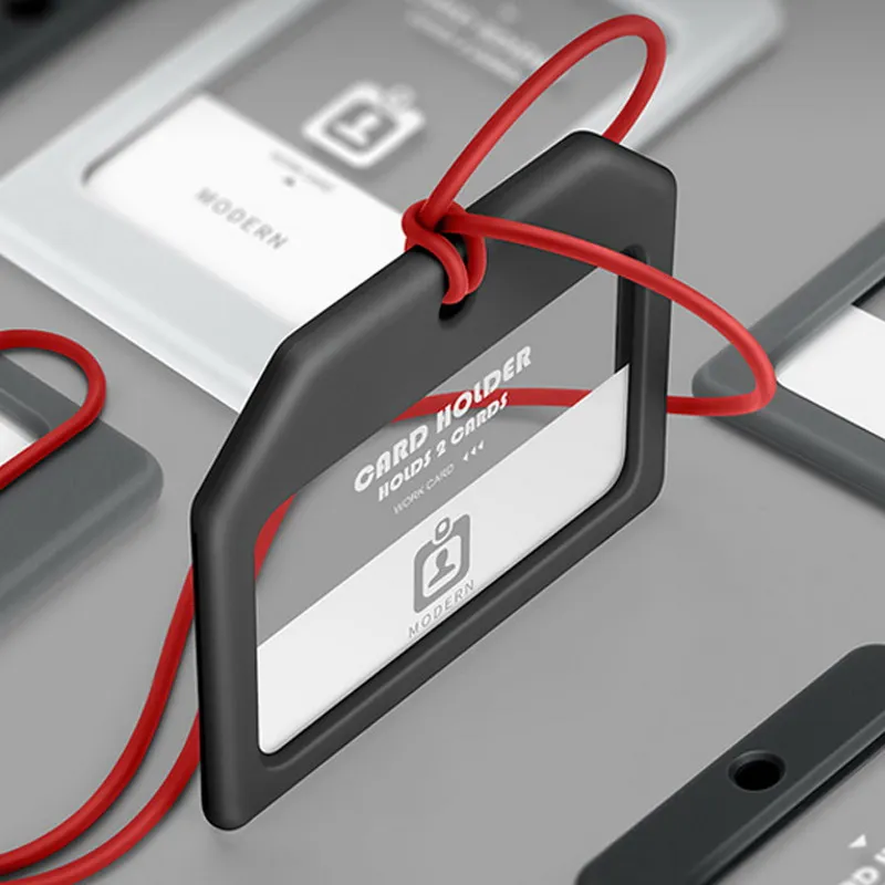 Modern Work Card Holder With Silicone Rope Employee ID  Certificate Identity Badge Credit Organizer 2 in 1