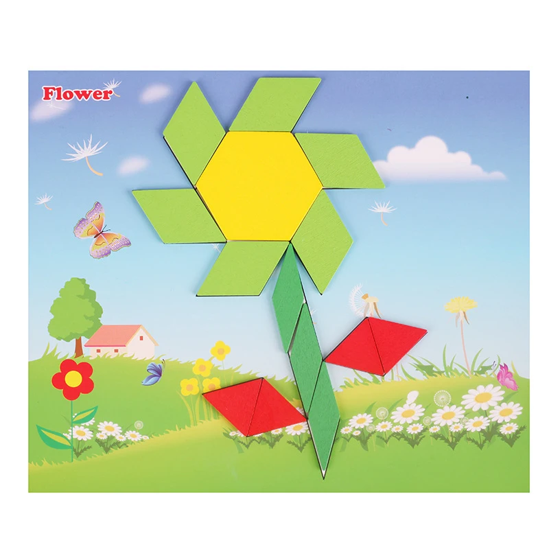 

250Pcs Wooden Tangram Geometry Design Brain Training Puzzle Game Educational Toy Baby Child Kid Blocks Toys