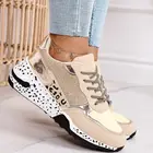 Женские кроссовки с леопардовым принтом, кроссовки на платформе, на шнуровке, Вулканизированная подошва, повседневная спортивная обувь на весну, 2021