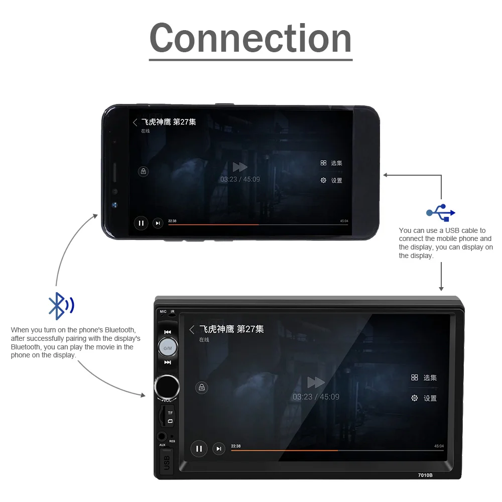 MP5 плеер автомобильное аудио Raidio видео музыка 7-дюймовый сенсорный экран с Bluetooth