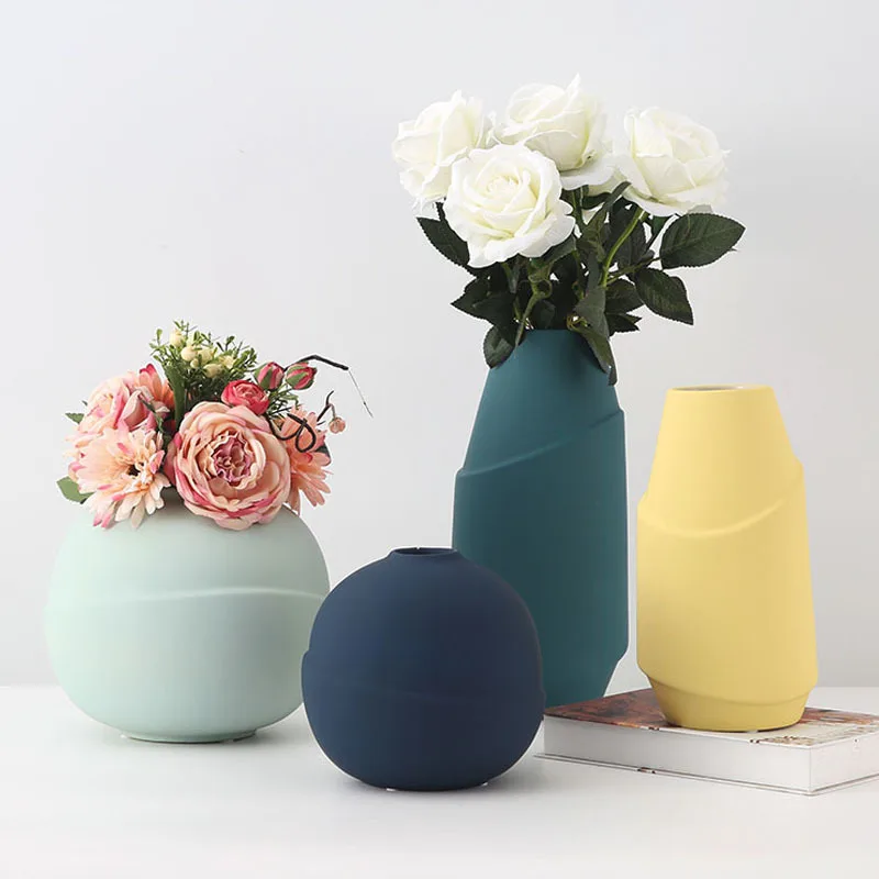 

Nordic Ceramic Minimalist Dried Flower Plant Arrangement Container Vase Decoration Home Dining Table Vases Accessories Gift
