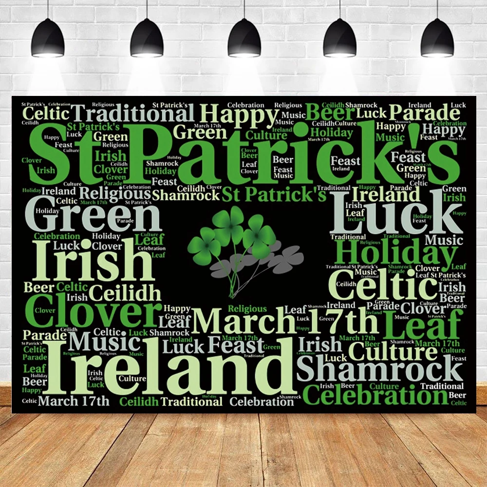 

Yeele St. Patricks Day Backdrop Irish Green Lucky Shamrock Photography Background Rainbow Beer Mug Party Banner Backdrops Props