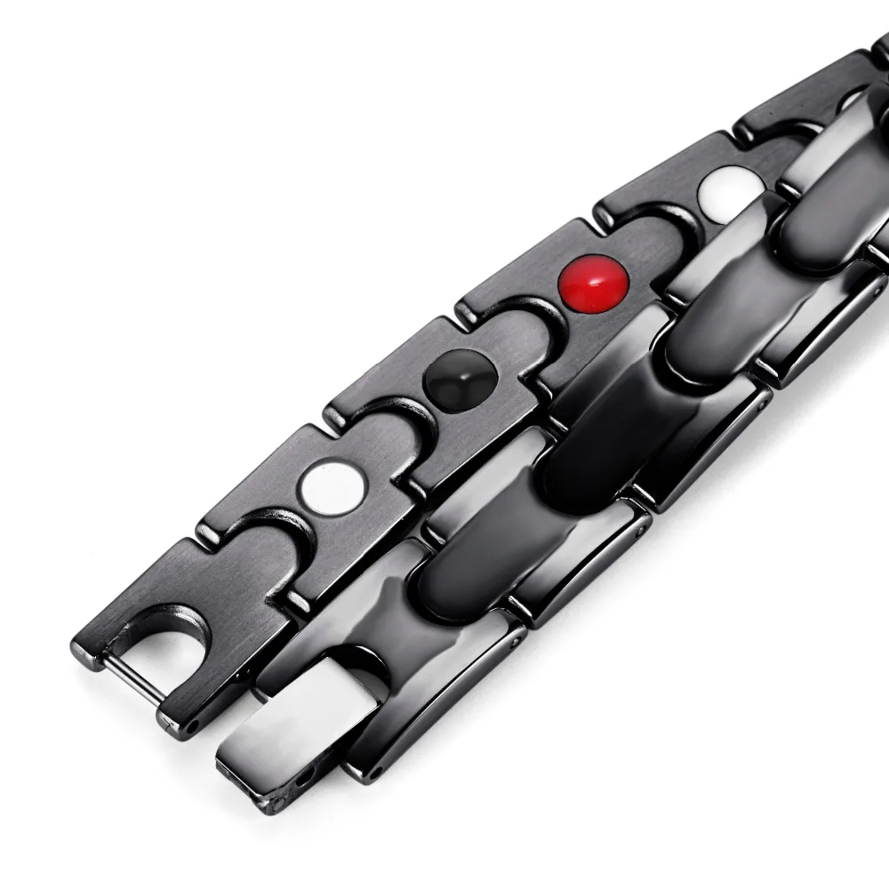 Мужской браслет черный из нержавеющей стали для измерения артериального