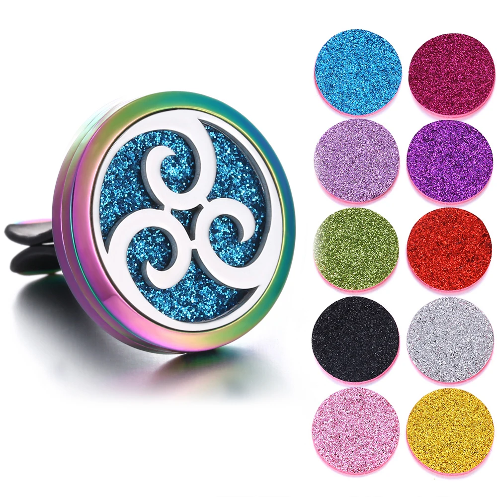 New Aromatherapy Jewelry Car Perfume Diffuser 316L Stainless Steel Aroma Essential Oil Diffuser Car Clip Lockets DropShipping - Окраска металла: 19
