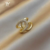 Новинка 2020, Металлические Открытые золотые кольца с цирконом, женское роскошное необычное кольцо на свадьбу, вечеринку, для девушек