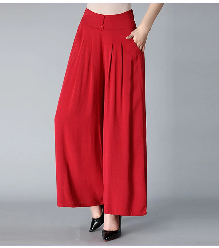 Женские брюки для танцев однотонные свободные с широкими штанинами повседневные