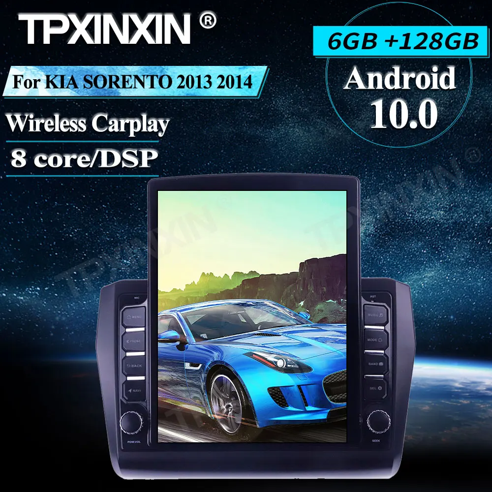 저렴한 기아 쏘렌토 128 + 차량용 멀티미디어 플레이어, 6 + 2013G 테슬라 스타일, 안드로이드, 무선, 카플레이, 스테레오 수신기, 라디오, 자동차 GPS, 내비게이션