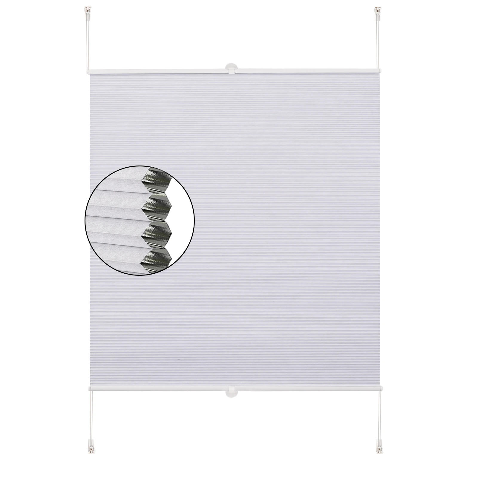 Фото Двойная плиссированная ячеистая штора без сверления с зажимом поддержка