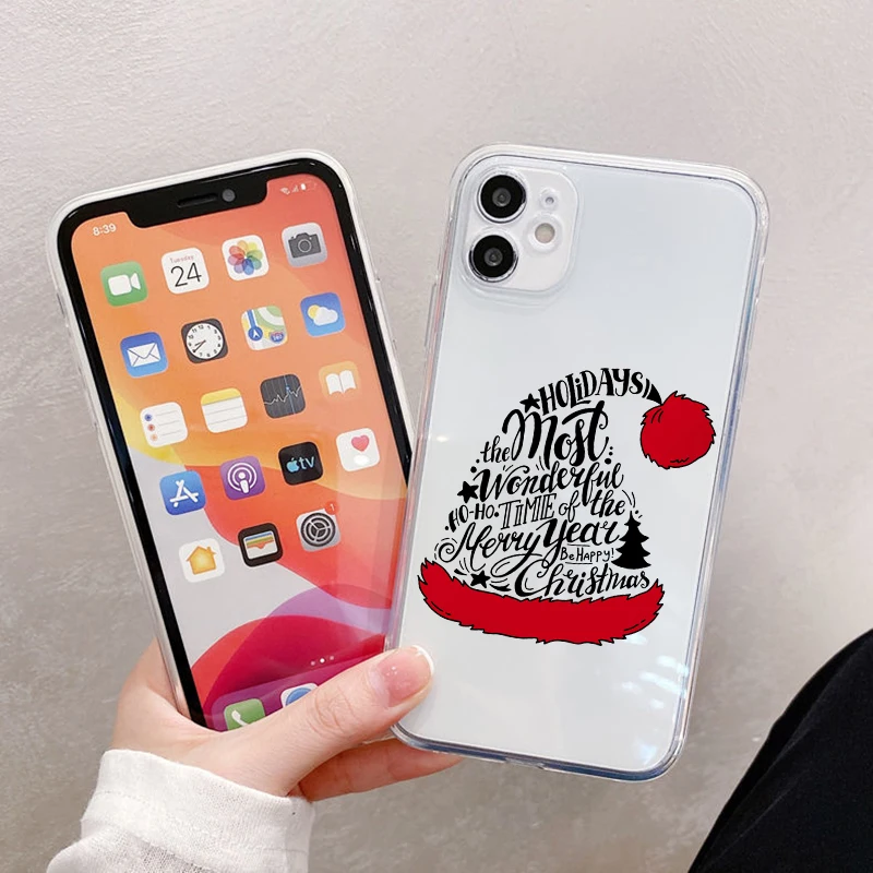 

Christmas New Year Gifts Elk Snow Phone Case For iPhone 11 12 13 Mini Pro X XR XS Max 8 7 6 6s Plus SE 2020 Santa Soft Cover