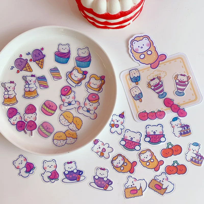 

40Pcs/pack Ins Cute Constellation Bear Stickers Seal Sticker Hand Account Decoration Wall Stickers Campus Kawaii Stationery