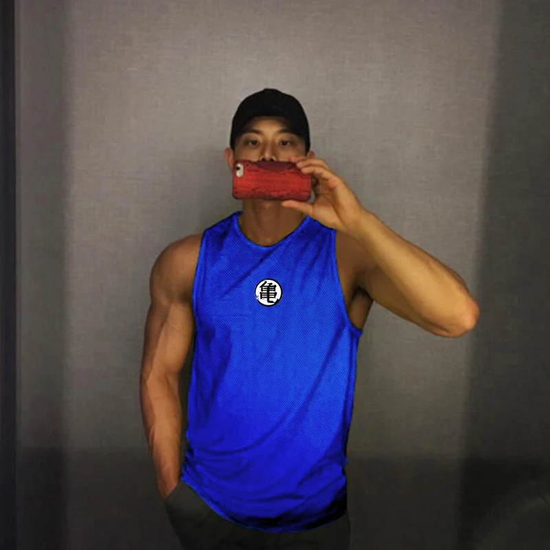 

New Fitness Musculation Fashion Workout Gym Mesh Tank Top Men Clothing Bodybuilding Singlets Sleeveless Quick Dry Sports Vest