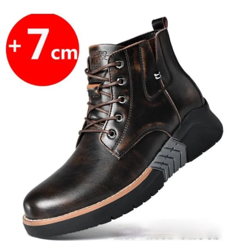 

Мужские высокие ботинки, обувь для увеличения роста, роскошная кожаная обувь, 7 см