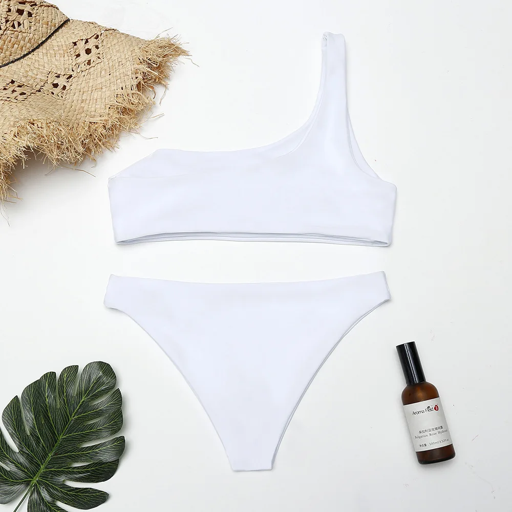 2020 сексуальный комплект бикини на одно плечо женский купальник бюстгальтер 2