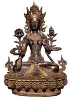 laojunlu old collection old brass thick inlaid gemstone buddha statue seven eyed doumu white doumu tibetan buddha antique