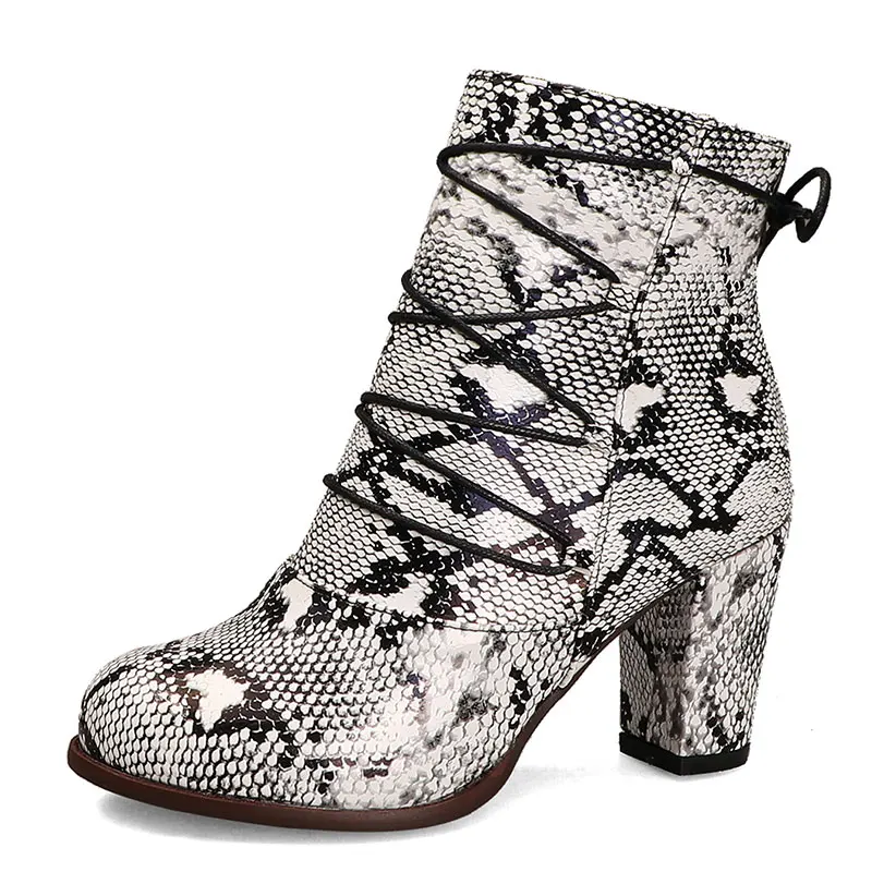 Женские ботильоны со змеиным принтом sgesвье новые сексуальные ботинки на высоком
