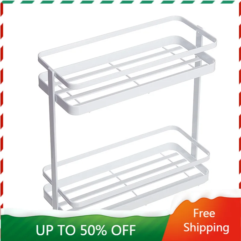

Seasoning Bottle Table Kitchen Small Storage Rack Metal White Utensil Spice Rack Double Accesorios Cocina Kitchen Items AH50SR