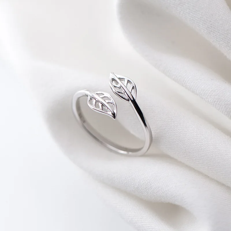 Trustdavis 100% Стерлинговое Серебро 925 пробы женское кольцо с листьями регулируемые