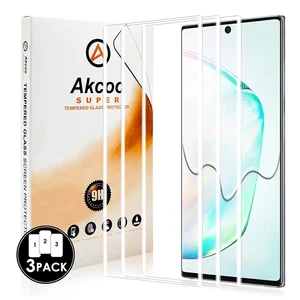 akcoo 3d curved tempered glass for galaxy s10 plus 3 pieces screen protector fingerprint compatible hd display free global shipping