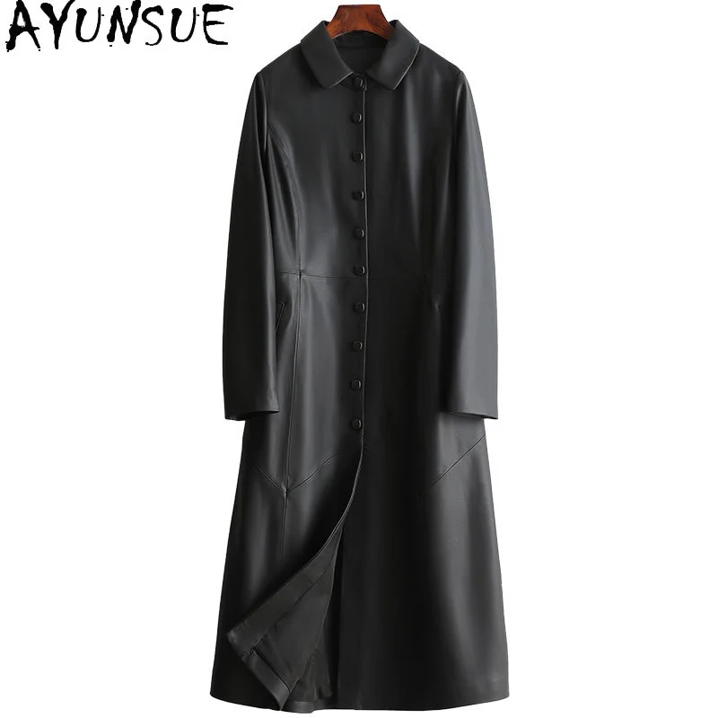 

Женское длинное демисезонное пальто из натуральной овечьей кожи Gxy429